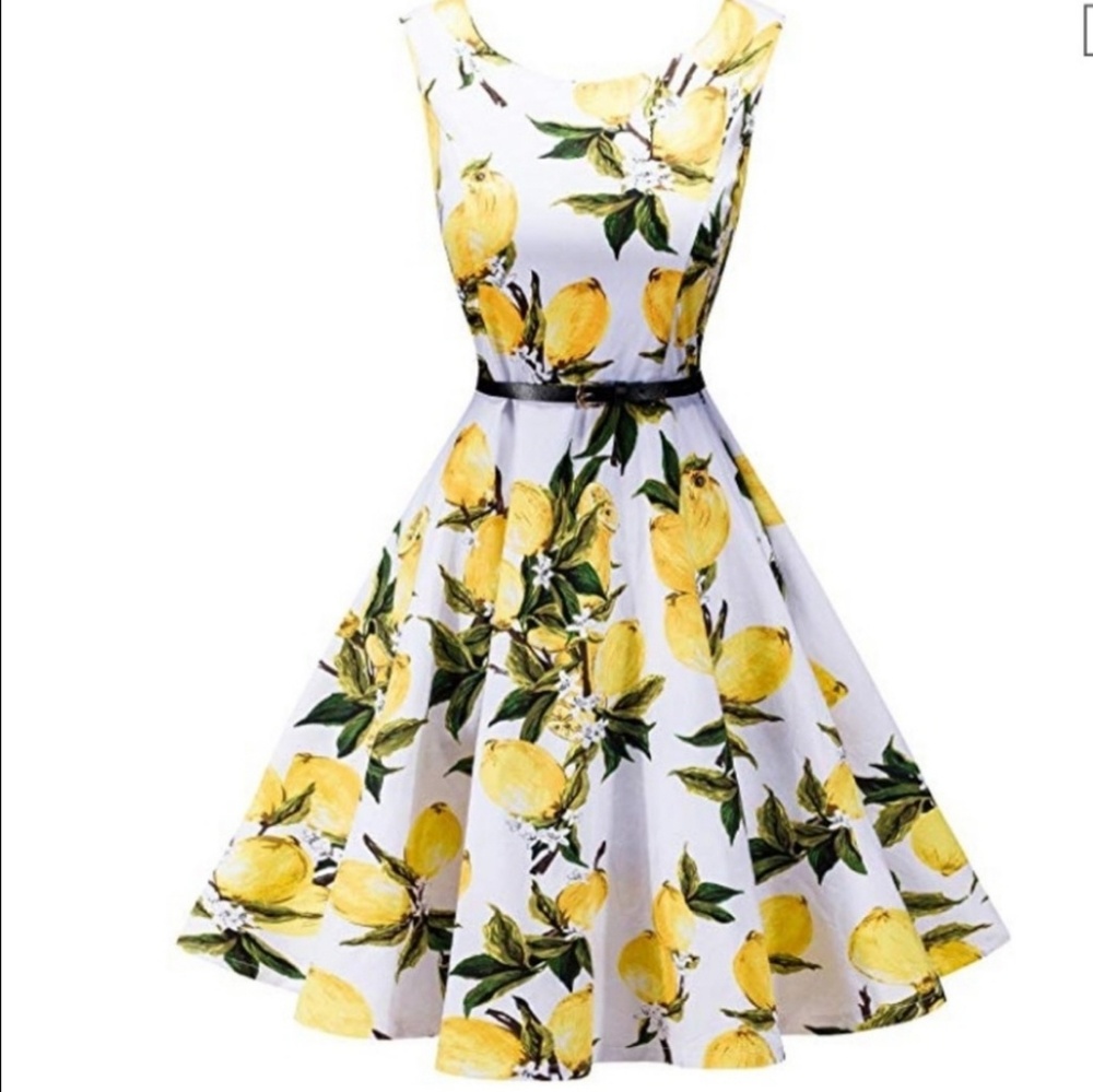 Lady Lace Vintage Pinup style Lemon Dress